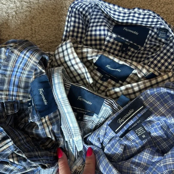 Faconnable Mens Short Sleeve Button Down Bundle Lot of 5 shirts size Medium - Picture 2 of 2